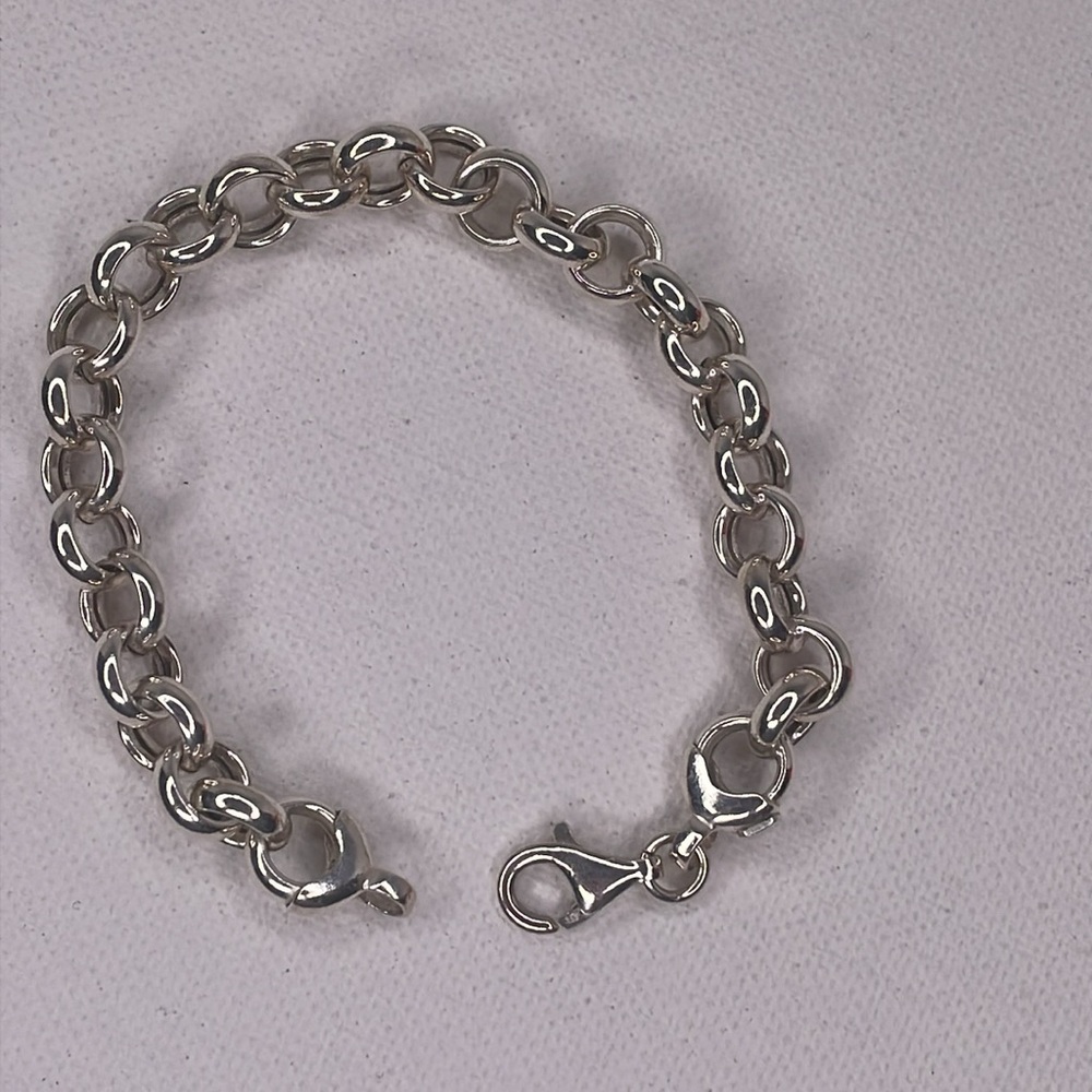 Bracelet Italian Sterling Silver 7.5” Rolo Chain Bracelet - Picture 6 of 9